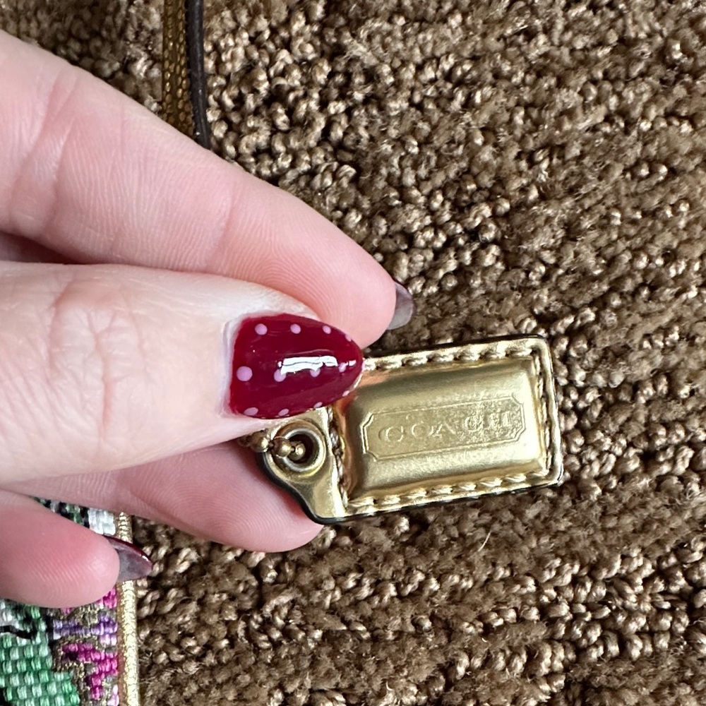 Coach Mint and Purple Floral Wristlet - Picture 3 of 5